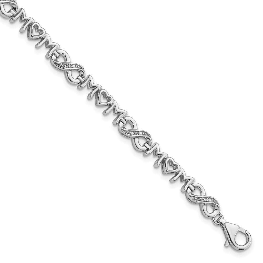 Sterling Silver Rhodium-plated Heart Mom Infinity Diamond Bracelet - Product Photo