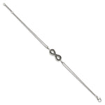 Sterling Silver Rhod 0.1ct. Blk/Wht Dia. Rvsble Infinty w/.5in ext. Bracele - Product Photo