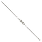 Sterling Silver Rhod 0.1ct. Blk/Wht Dia. Rvsble Infinty w/.5in ext. Bracele - Product Photo