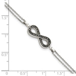 Sterling Silver Rhod 0.1ct. Blk/Wht Dia. Rvsble Infinty w/.5in ext. Bracele - Product Photo
