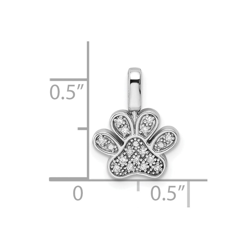 Sterling Silver Rhod 0.15ct. Blk & White Dia. Reversible Pawprint Pendant - Product Photo