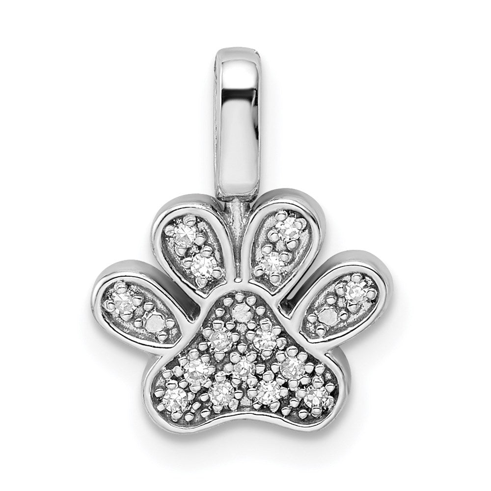 Sterling Silver Rhodium 0.15ct. Blk & White Dia. Reversible Pawprint Pendant