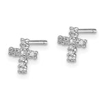 Sterling Silver Rhodium Diamond Cross Post Earrings - Product Photo
