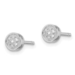 White Night Sterling Silver Rhodium-plated Diamond Circle Post Earrings - Product Photo