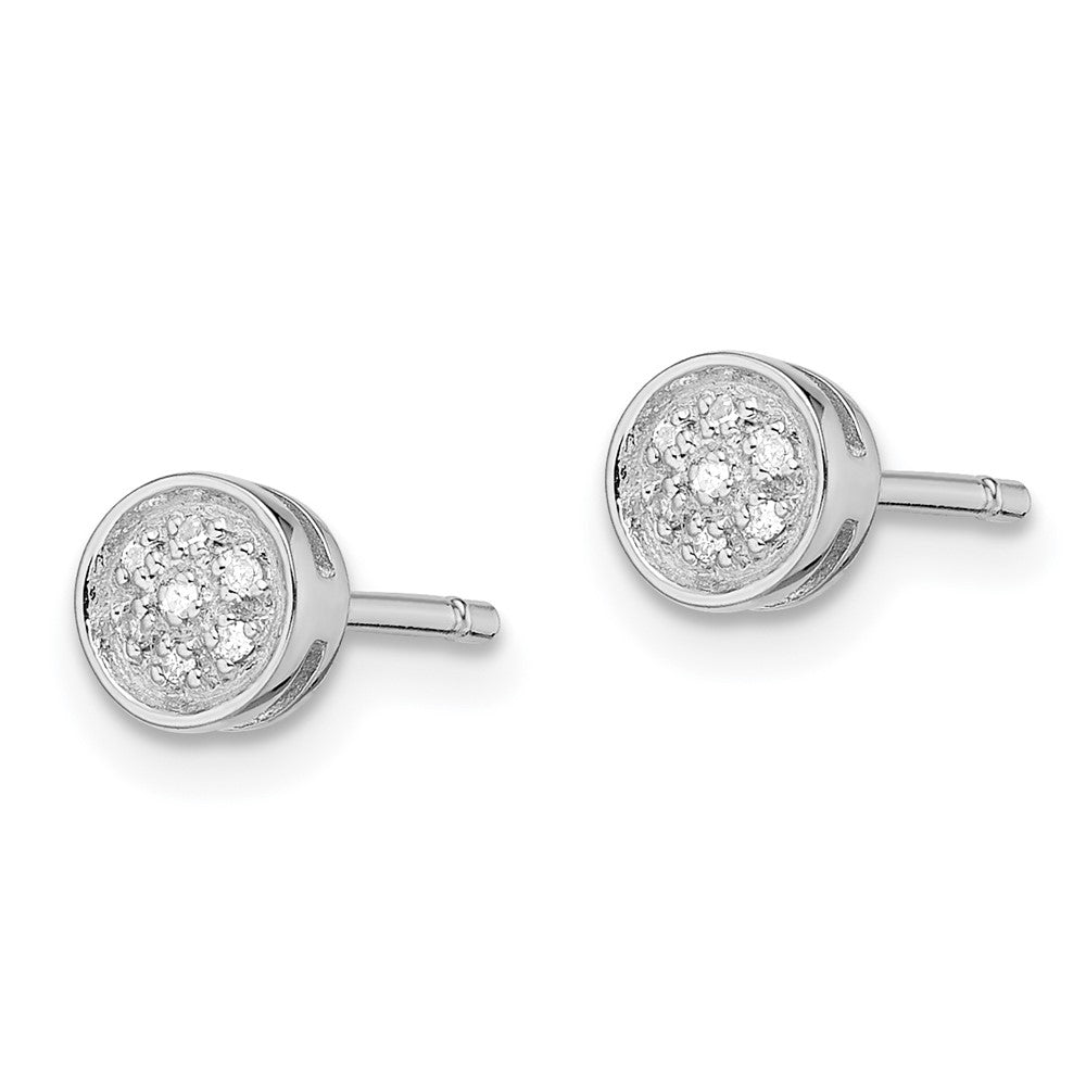 White Night Sterling Silver Rhodium-plated Diamond Circle Post Earrings - Product Photo