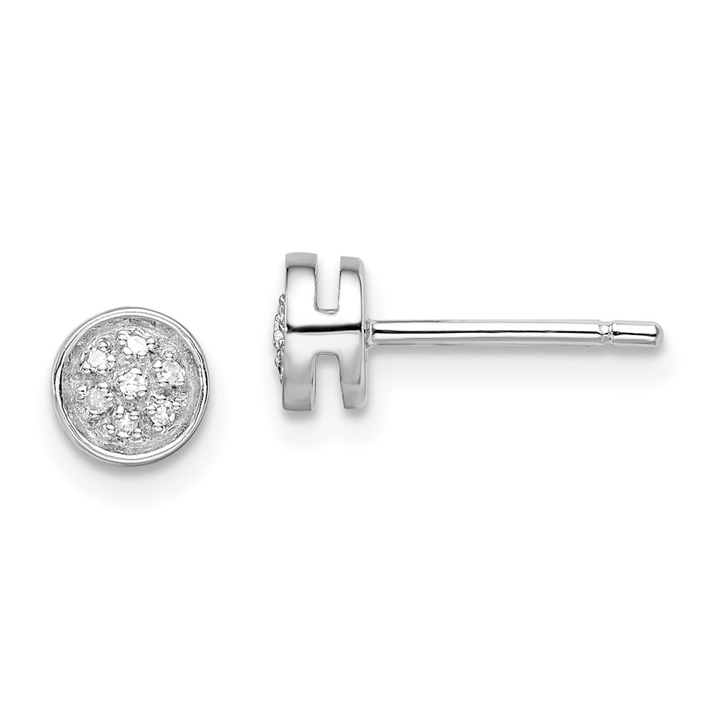 White Night Sterling Silver Rhodium-plated Diamond Circle Post Earrings - Product Photo