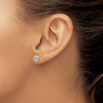 Sterling Silver Rhodium Diamond Heart Post Earrings - Product Photo
