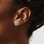 Sterling Silver Rhodium Diamond Heart Post Earrings - Product Photo