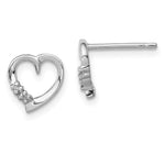 Sterling Silver Rhodium Diamond Heart Post Earrings - Product Photo