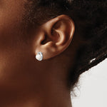 Sterling Silver Rhodium-plated 5mm FW Cultured Pearl & Diamond Post Ear - Product Photo