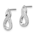 Sterling Silver Rhodium Diamond Post Earrings - Product Photo