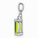Sterling Silver Rhodium Plated Peridot and Diamond Pendant - Product Photo
