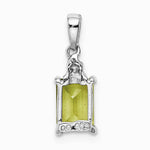 Sterling Silver Rhodium Plated Peridot and Diamond Pendant - Product Photo