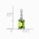 Sterling Silver Rhodium Plated Peridot and Diamond Pendant - Product Photo