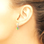 Sterling Silver Rhodium Plated Round Peridot and Diamond Wire Earrings - Product Photo