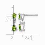 Sterling Silver Rhodium Plated Pear Peridot and Diamond Post Earrings - Product Photo