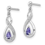 Sterling Silver Rhodium-plated Tanzanite & Diamond Earrings - Product Photo