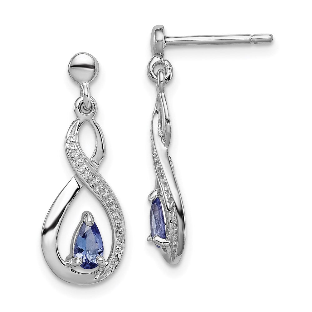 Sterling Silver Rhodium-plated Tanzanite & Diamond Earrings - Product Photo
