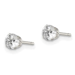 Sterling Silver 4mm Round Snap Set CZ Stud Earrings - Product Photo