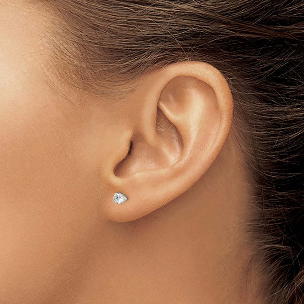 Sterling Silver 4mm Round Snap Set CZ Stud Earrings - Product Photo