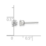 Sterling Silver 4mm Round Snap Set CZ Stud Earrings - Product Photo