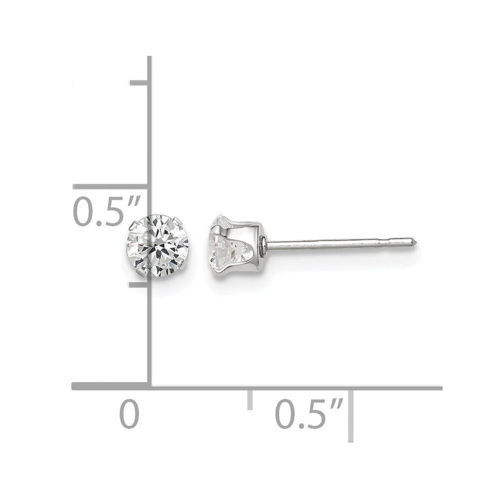 Sterling Silver 4mm Round Snap Set CZ Stud Earrings - Product Photo