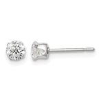 Sterling Silver 4mm Round Snap Set CZ Stud Earrings - Product Photo