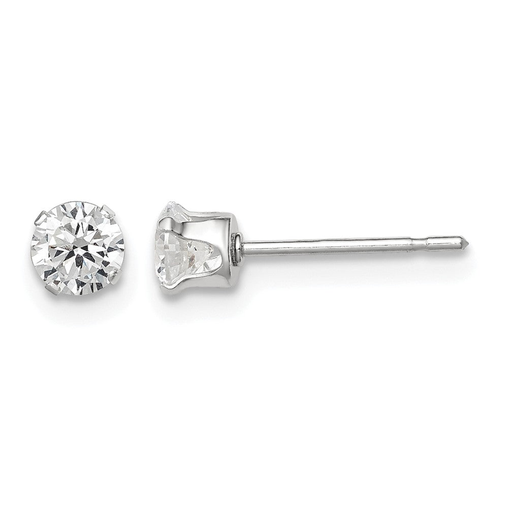 Sterling Silver 4mm Round Snap Set CZ Stud Earrings - Product Photo