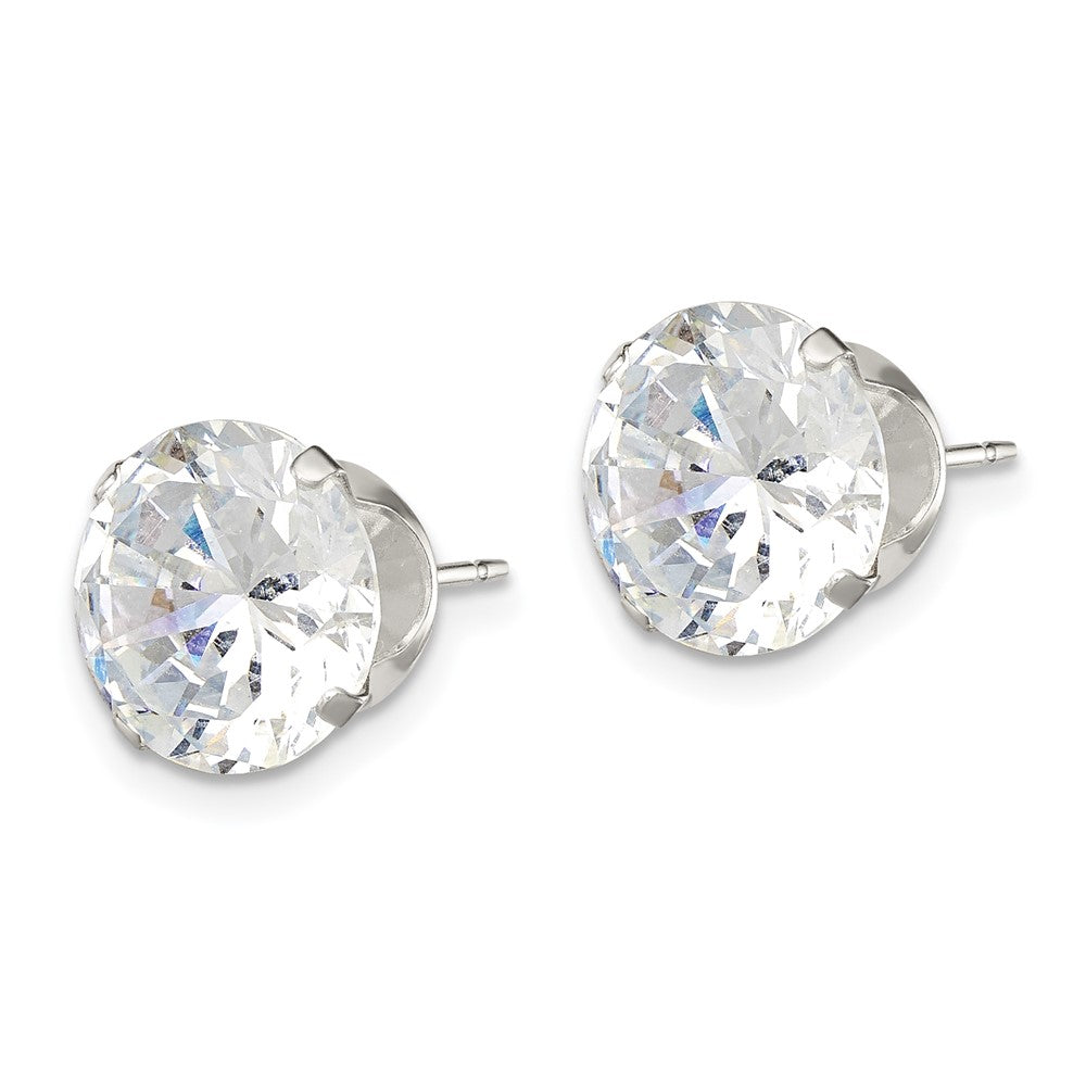 Sterling Silver 10mm Round Snap Set CZ Stud Earrings - Product Photo