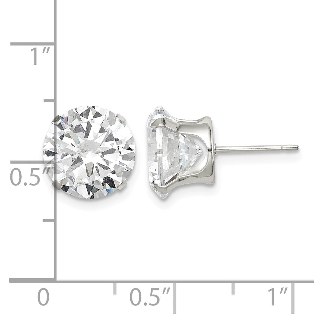Sterling Silver 10mm Round Snap Set CZ Stud Earrings - Product Photo