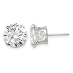 Sterling Silver 10mm Round Snap Set CZ Stud Earrings - Product Photo