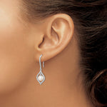 Sterling Silver Rhodium Plated Diamond and Freshwater Cultured Pearl Earrings - Product Photo