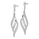 Sterling Silver Rhodium Plated Diamond Swirl Post Dangle Earrings - Product Photo