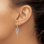 Sterling Silver Rhodium Plated Diamond Swirl Post Dangle Earrings - Product Photo
