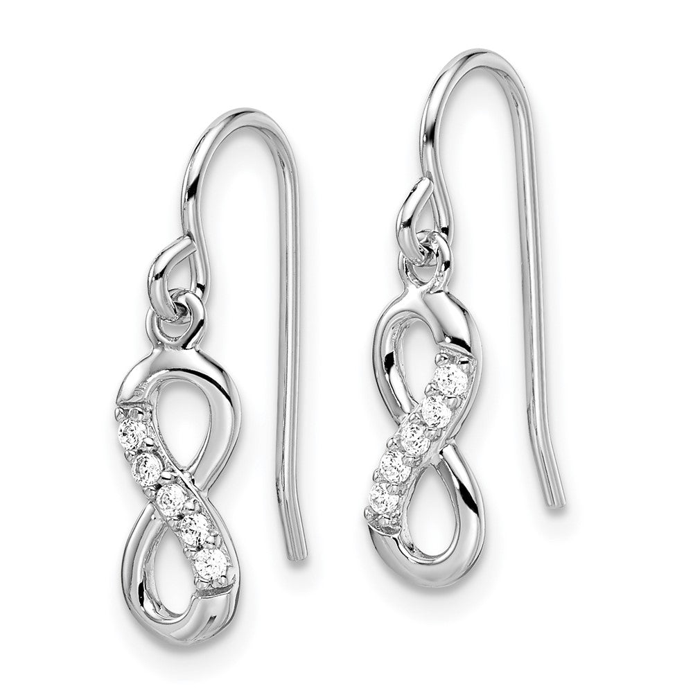 Sterling Silver Rhodium-plated with CZ Infinity Shepherd Hook Earrings - Product Photo
