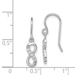 Sterling Silver Rhodium-plated with CZ Infinity Shepherd Hook Earrings - Product Photo