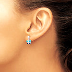 Sterling Silver Childrens Blue/Purple Enamel Butterfly Post Dangle Earrings - Product Photo