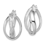 Sterling Silver Rhodium-plated Textured & Twisted Oval Hoop Earrings - Product Photo