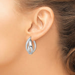 Sterling Silver Rhodium-plated Textured & Twisted Oval Hoop Earrings - Product Photo