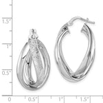 Sterling Silver Rhodium-plated Textured & Twisted Oval Hoop Earrings - Product Photo