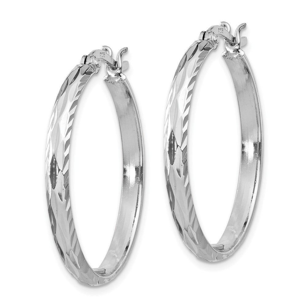 Sterling Silver Rhodium-plated 2.5mm Textured Round Hoops - Product Photo