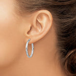 Sterling Silver Rhodium-plated 2.5mm Textured Round Hoops - Product Photo