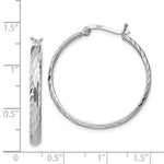 Sterling Silver Rhodium-plated 2.5mm Textured Round Hoops - Product Photo
