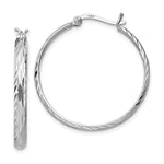 Sterling Silver Rhodium-plated 2.5mm Textured Round Hoops - Product Photo