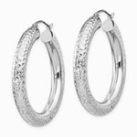 Sterling Silver Rhodium-plated Diamond Cut 4.75mm Hoop Earrings - Product Photo