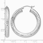 Sterling Silver Rhodium-plated Diamond Cut 4.75mm Hoop Earrings - Product Photo