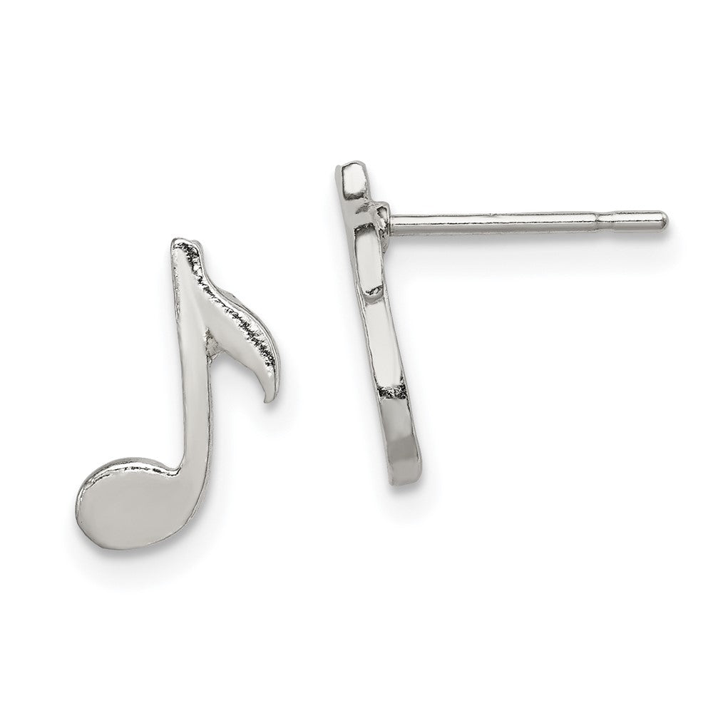 Sterling Silver Musical Note Mini Earrings - Product Photo
