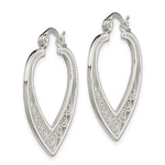 Sterling Silver Polished Filigree Heart Hoop Earrings - Product Photo