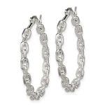 Sterling Silver Polished Cable Chain 3x30mm Hoop Earrings - Product Photo