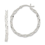Sterling Silver Polished Cable Chain 3x30mm Hoop Earrings - Product Photo